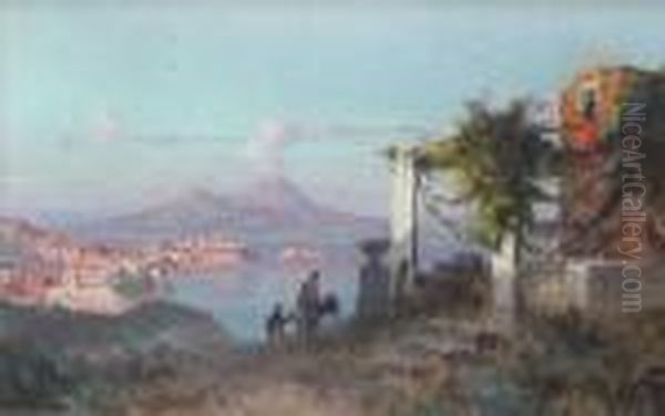 Veduta Del Vesuvio Oil Painting by Cesare Uva