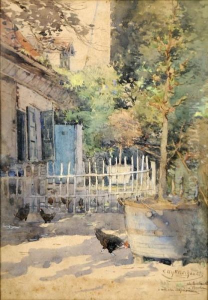 Maison A Berchem Oil Painting by Victor Uytterschaut