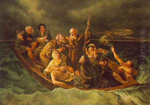 Lifeboat 1847 Oil Painting by Mihaly von Zichy