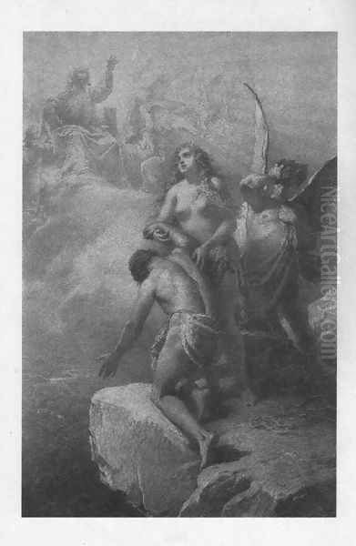 Illustration to Imre Madachs The Tragedy of Man- Outside the Paradise Scene 15 1887 Oil Painting by Mihaly von Zichy