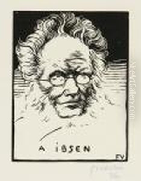 A Ibsen. - A Edgar Poe. - A Stendhal Oil Painting by Felix Edouard Vallotton