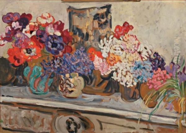 Les Anemones Oil Painting by Louis Valtat