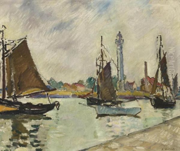 Les Voiliers A Ouistreham Oil Painting by Louis Valtat