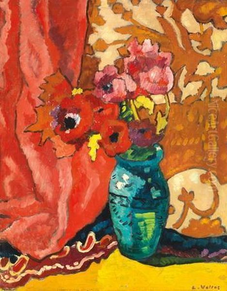 Vase D'anemones Et Tulips Oil Painting by Louis Valtat