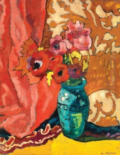 Vase D'anemones Et Tulipes Oil Painting by Louis Valtat