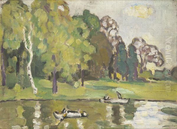 Barque Sur Le Lac Du Bois De Boulogne Oil Painting by Louis Valtat