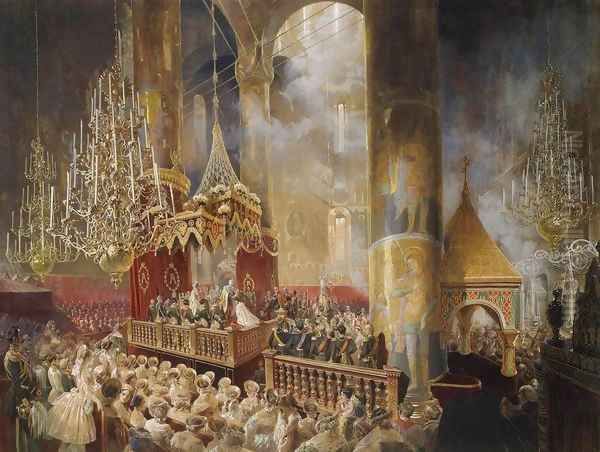 Coronation of Alexander II Oil Painting by Mihaly von Zichy