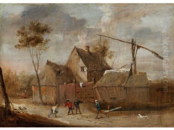 Bocciaspieler Vor Strohgedeckten Hutten Oil Painting by Thomas Van Apshoven