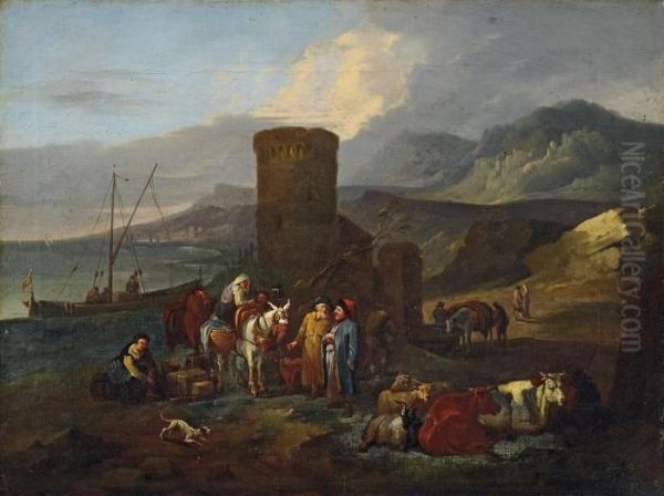 Kustenlandschaft Mit Turm Oil Painting by Jan Peeter Van Bredael D. J.