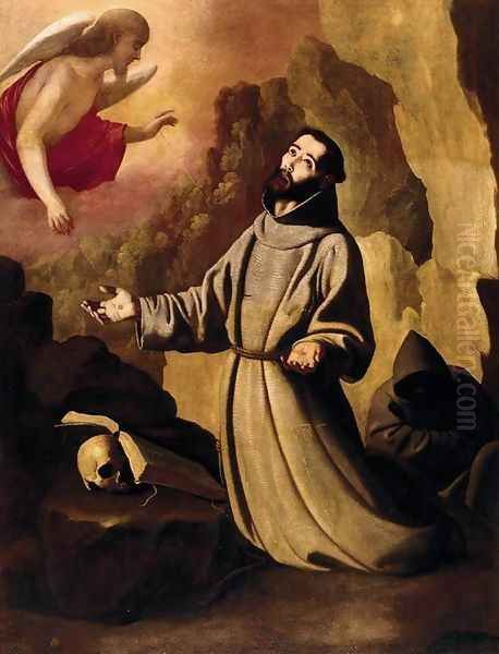 St Francis of Assisi Receiving the Stigmata Oil Painting by Francisco De Zurbaran