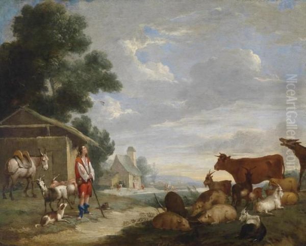 Two Scenes From The Life Of The Prodigal Son Oil Painting by Pieter Van Bredael