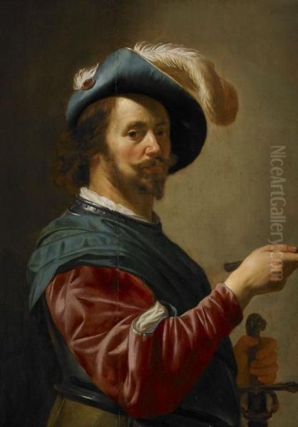 Portatt Forestallande Soldat Ikadd Harnesk Oil Painting by Jan Van Bijlert