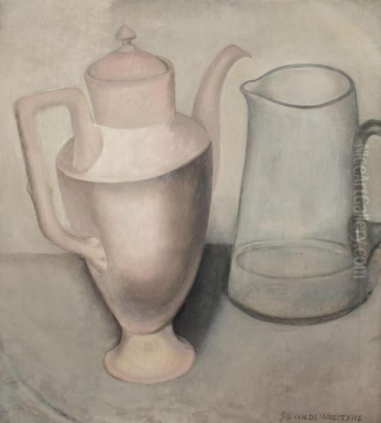 Carafe D'eau Et Cafetiere Oil Painting by Gustave Van De Woestijne