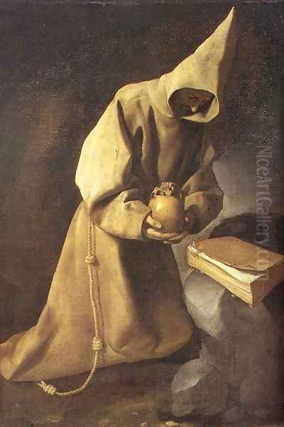 Meditation of St Francis 1632 Oil Painting by Francisco De Zurbaran