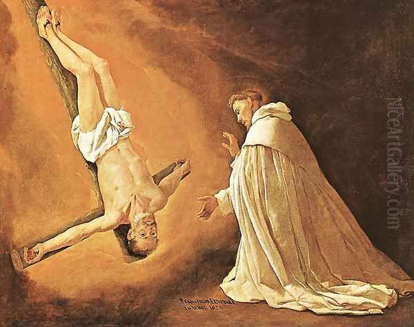 The Apparition of Apostle St Peter to St Peter of Nolasco 1629 Oil Painting by Francisco De Zurbaran