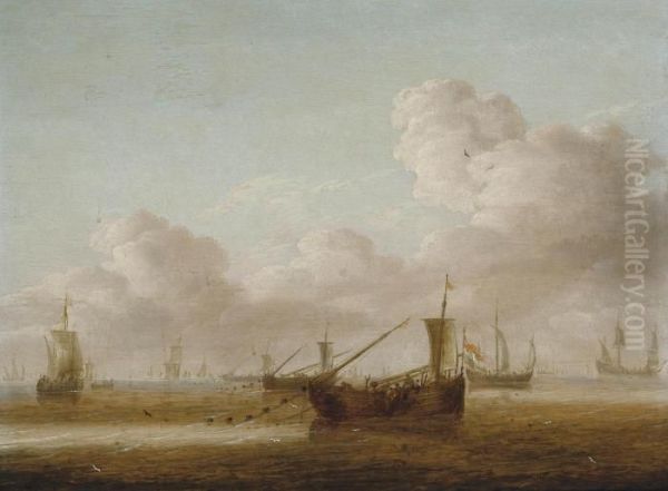 Shipping In Calm Waters Oil Painting by Anthony Jansz van der Croos