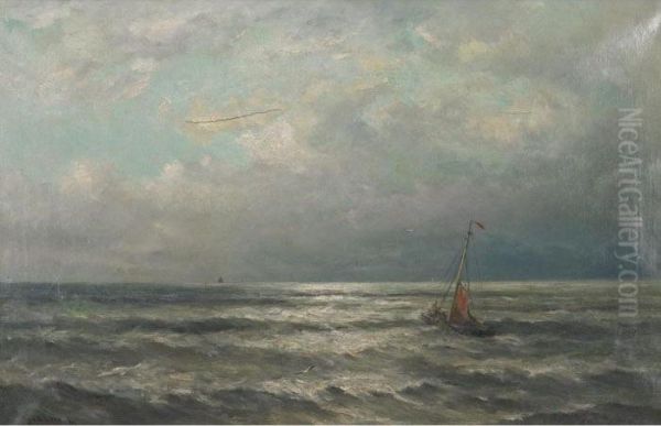 Fishing Boat At Scheveningen Oil Painting by Gerard Van Der Laan