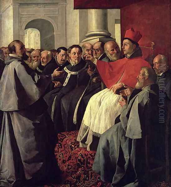 St. Bonaventure (1221-74) at the Council of Lyons in 1274, 1627 Oil Painting by Francisco De Zurbaran