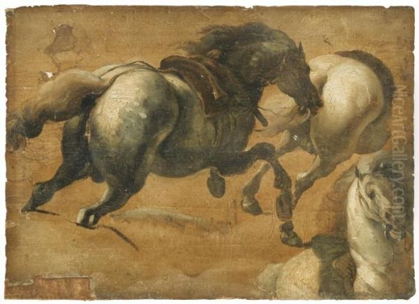 Etude De Chevaux Oil Painting by Adam Frans van der Meulen