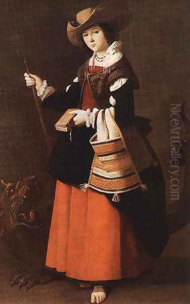 St Margaret c. 1631 Oil Painting by Francisco De Zurbaran