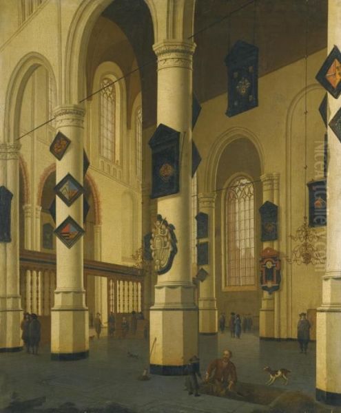 A View Of The Interior Of The Oude Kerk Oil Painting by Hendrick Van Vliet