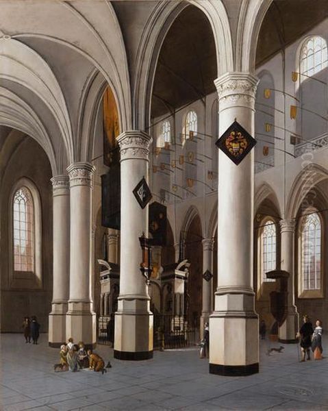 Interno Della Nieuwe Kerk Di Delft Con La Tomba Di Guglielmo D'orange Oil Painting by Hendrick Van Vliet