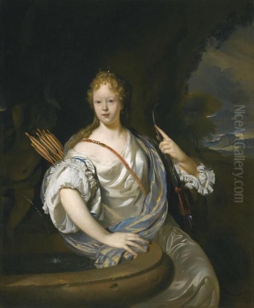 Portrait Of A Lady Dressed As Diana Oil Painting by Adriaen Van Der Werff