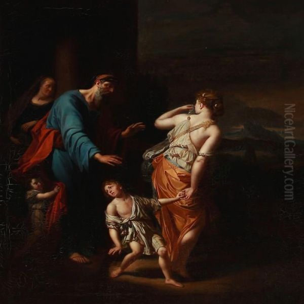 The Dismissal Of Hagar Oil Painting by Adriaen Van Der Werff