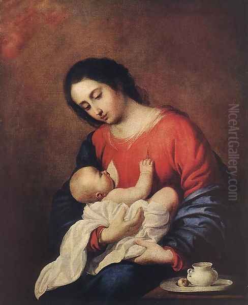 Madonna with Child 1658 Oil Painting by Francisco De Zurbaran