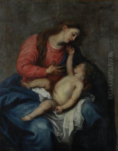 Madonna Col Bambino Oil Painting by Abraham van Dijck