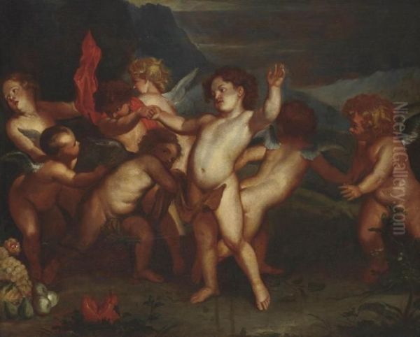 Putti Dancing Oil Painting by Sir Anthony Van Dyck