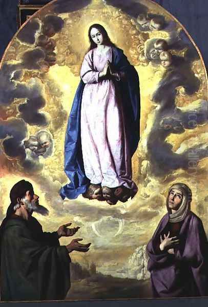 The Immaculate Conception with Saint Joachim and Saint Anne, c.1638-40 Oil Painting by Francisco De Zurbaran