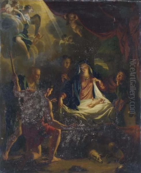 L'adoration Des Bergers Oil Painting by Philip Le Petit Van Dyk