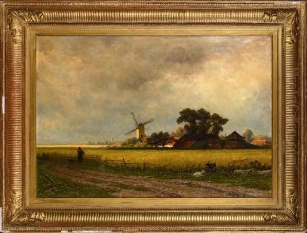 Paysage Au Moulin 1865 Oil Painting by Adriaen van Everdingen