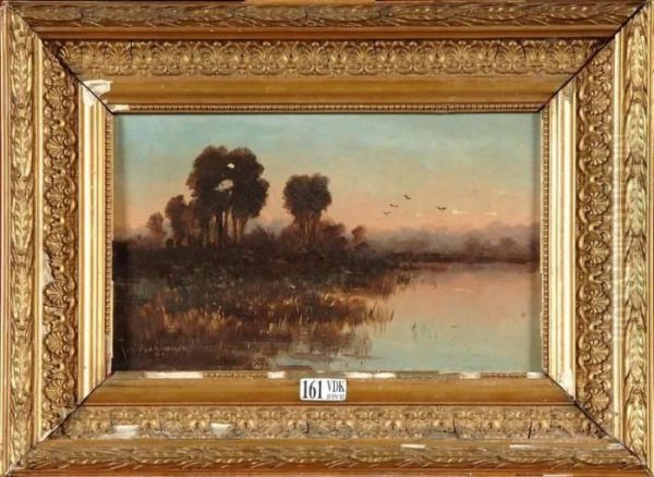 Paysage Lacustre Oil Painting by Joseph Van Genegen