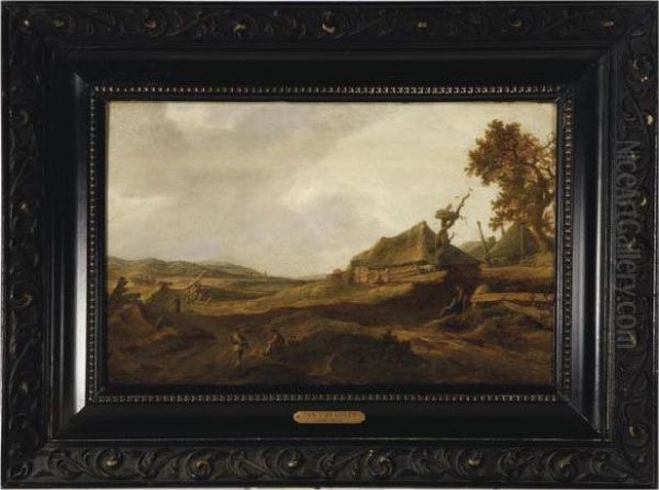 Landscape With Peasants Resting Among The Dunes Oil Painting by Jan van Goyen