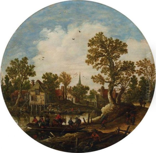 Sommerlandschaft Mit Fahrboot Oil Painting by Jan van Goyen