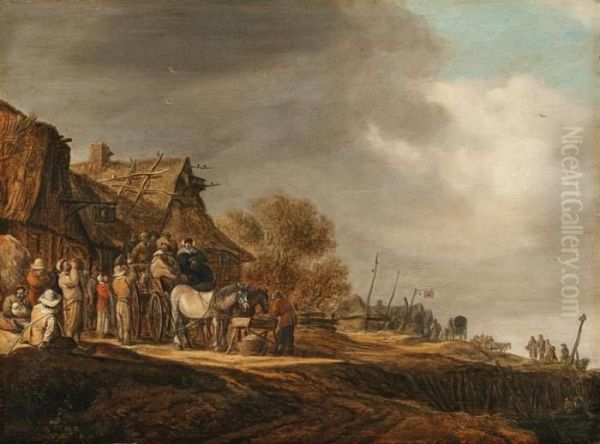 Halt Vor Dem Wirtshaus Oil Painting by Jan van Goyen