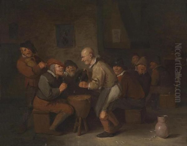 A Rustic Tavern Scene Oil Painting by Egbert Jaspersz. van, the Elder Heemskerck