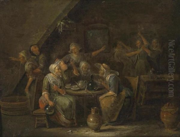 Women In A Tavern Oil Painting by Egbert Jaspersz. van, the Elder Heemskerck