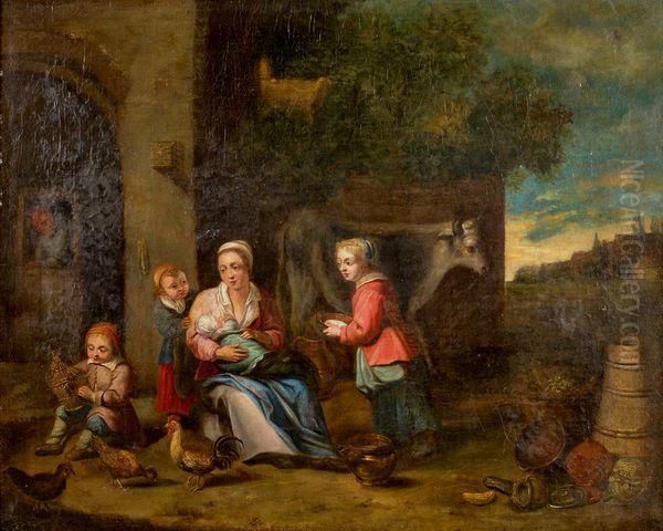 Famille Dans Un Paysage Oil Painting by Matheus van Helmont