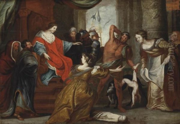 The Judgement Of Solomon Oil Painting by Willem Van Herp