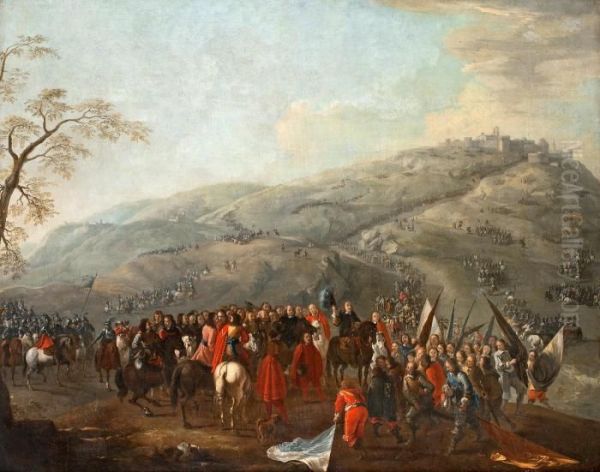 Battle Scene Oil Painting by Jan von Huchtenburgh