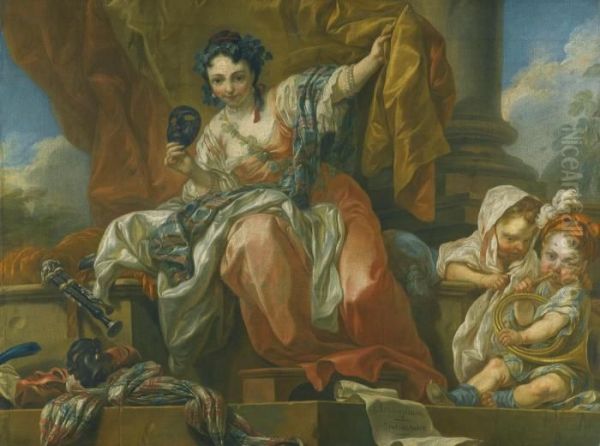 An Allegory Of Comedy Oil Painting by Carle van Loo