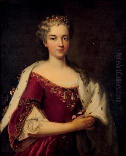 Portrait De Marie Leszcynska Oil Painting by Louis-Michel Van Loo