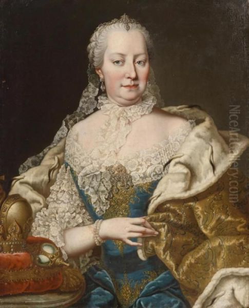 Portrait Of Empress Maria Theresa Oil Painting by Ircle Of Martin Van Mytens