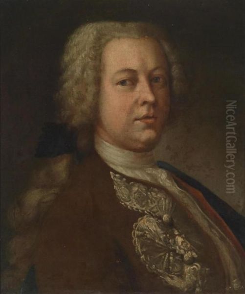 Portrait Of A Gentleman by Ircle Of Martin Van Mytens