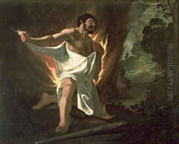 Hercules Tearing the Burning Robe, c.1634 Oil Painting by Francisco De Zurbaran