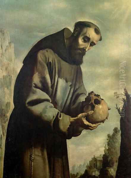 St. Francis in Meditation Oil Painting by Francisco De Zurbaran