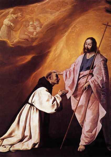 Vision of Brother Andres Salmeron 1639-40 Oil Painting by Francisco De Zurbaran